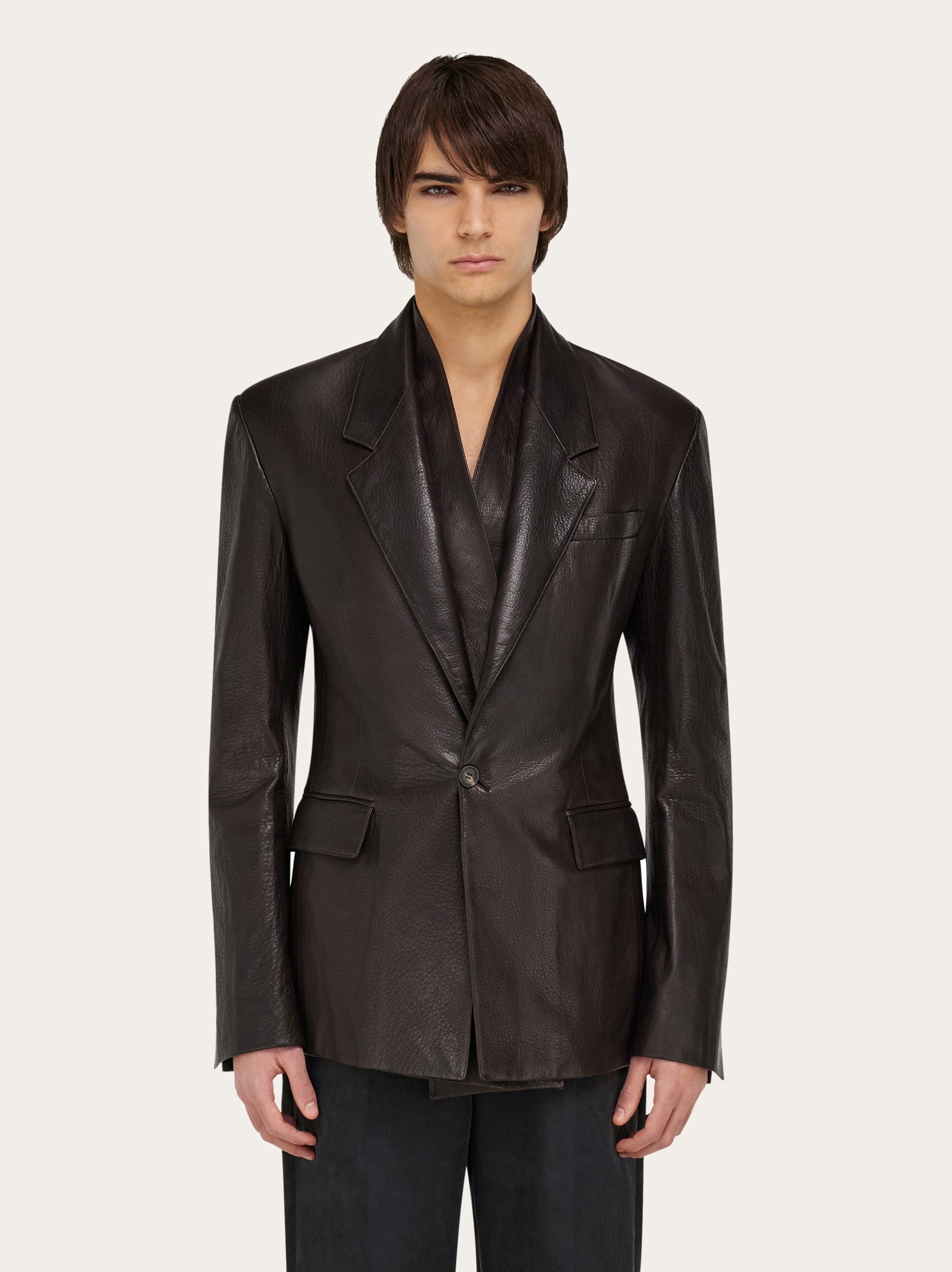 Grainy leather blazer - Men | Ferragamo