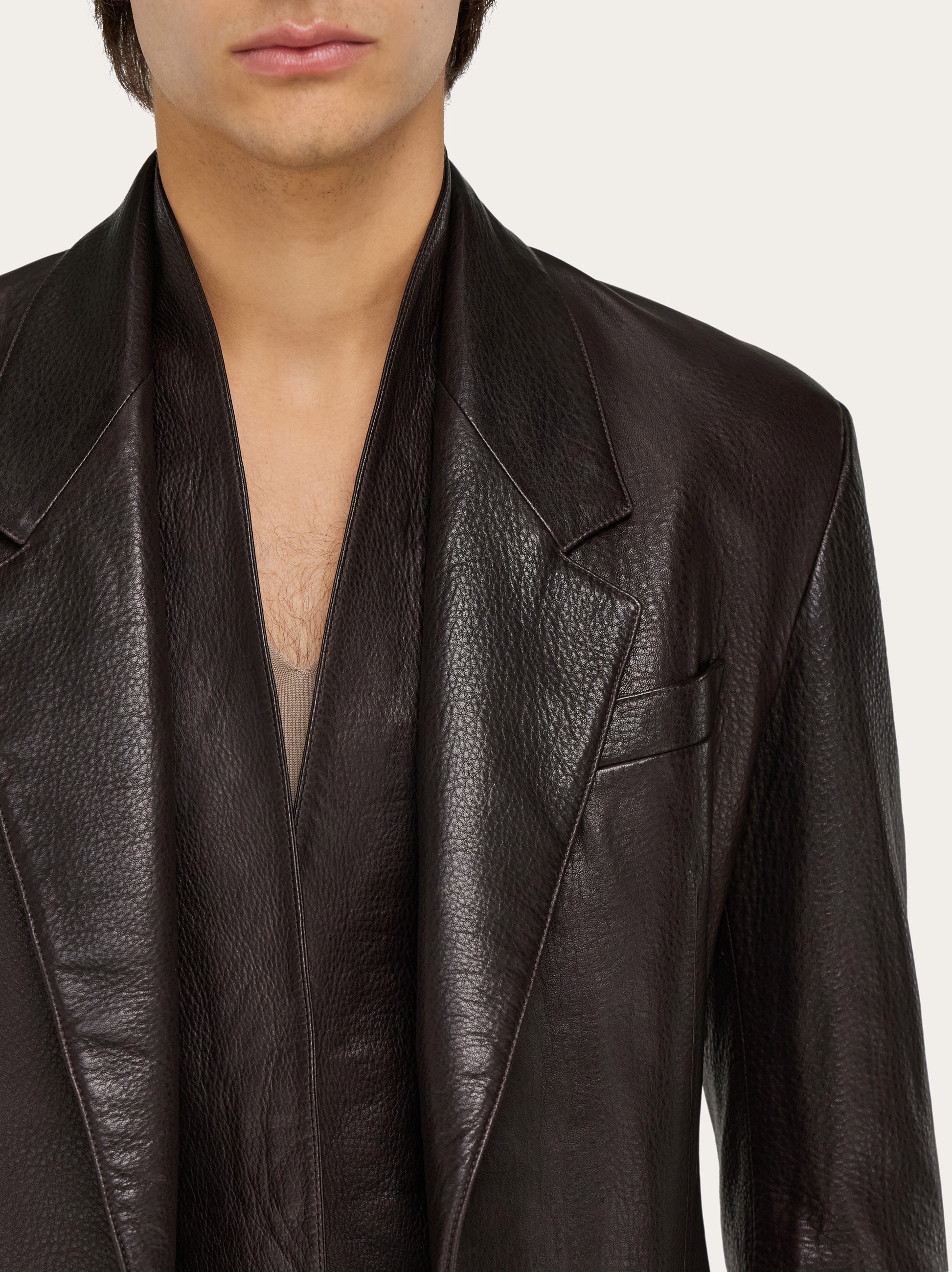 Grainy leather blazer - Men | Ferragamo