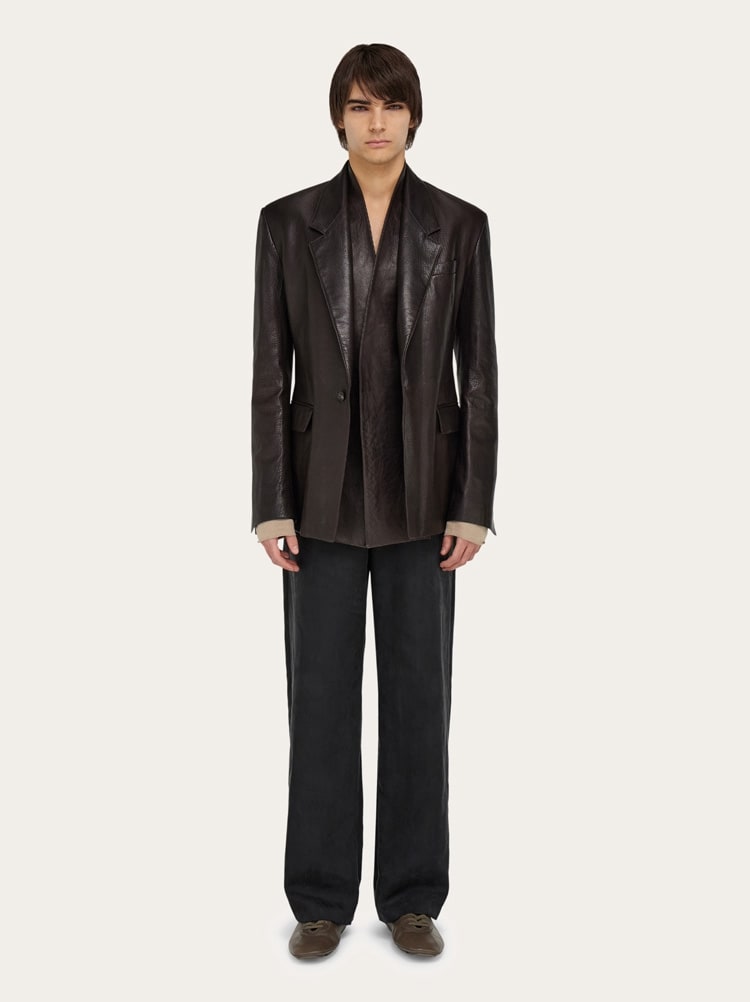 Grainy leather blazer Gallery image 6