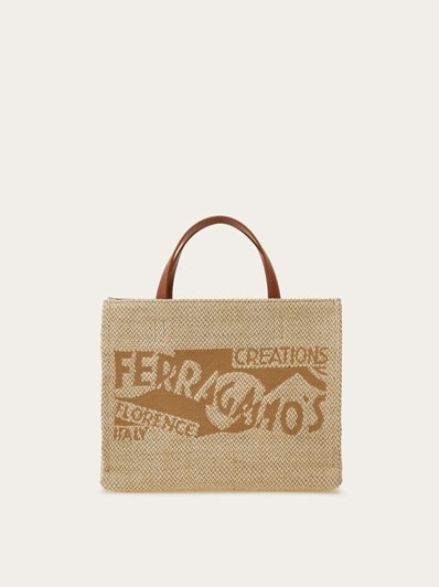 Ferragamo正規品/関税送料込み LOGO PRINTED TOTE BAG Ferragamo Tote bag with logo Beige - Women | VIETTI Online Store