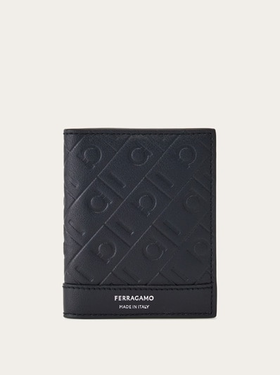 ■FERRAGAMO■ Hug Two Tone Credit Card Holder Black Nylon Pi Ferragamo Hug Two-Tone Credit Card Holder Black: Nyland Pink