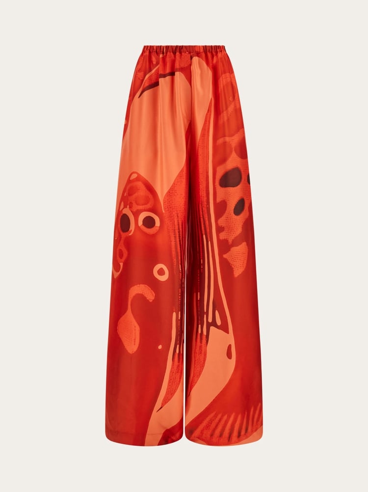 Fish print silk palazzo trousers Gallery image 1