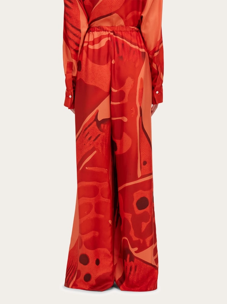 Fish print silk palazzo trousers Gallery image 4