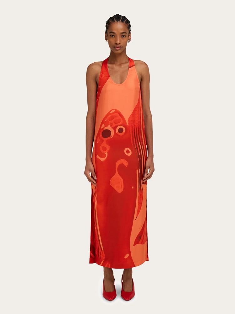 Vestido de seda con estampado Fish Gallery image 2
