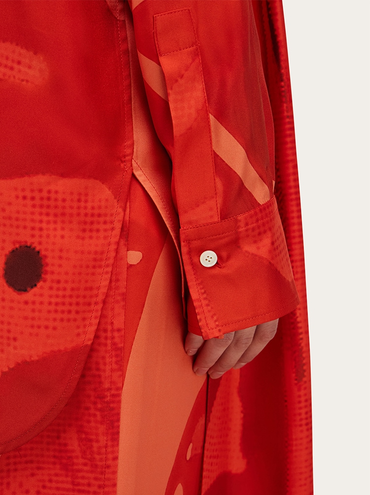 Fish print silk shirt with sash Gallery image 6