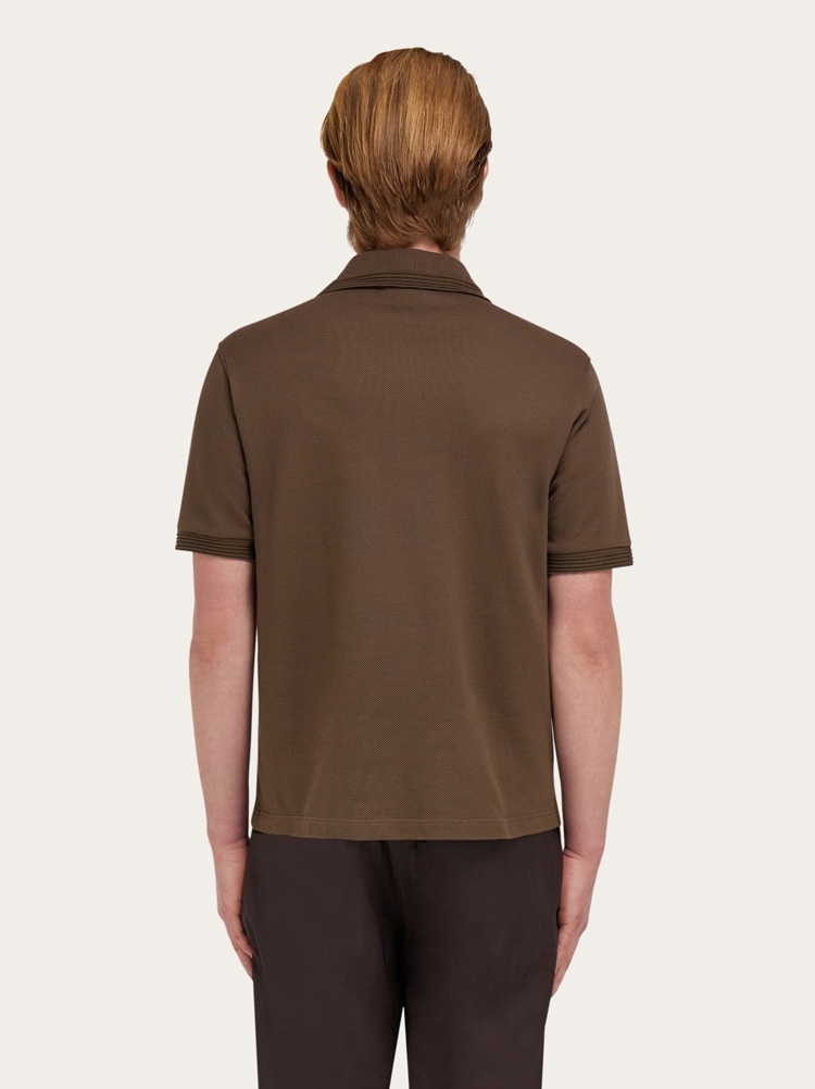 Cotton polo shirt with overlapping embroidery Gallery image 3