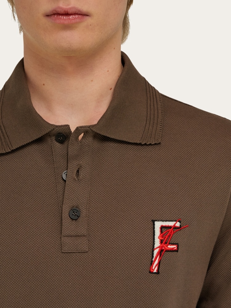Cotton polo shirt with overlapping embroidery Gallery image 4