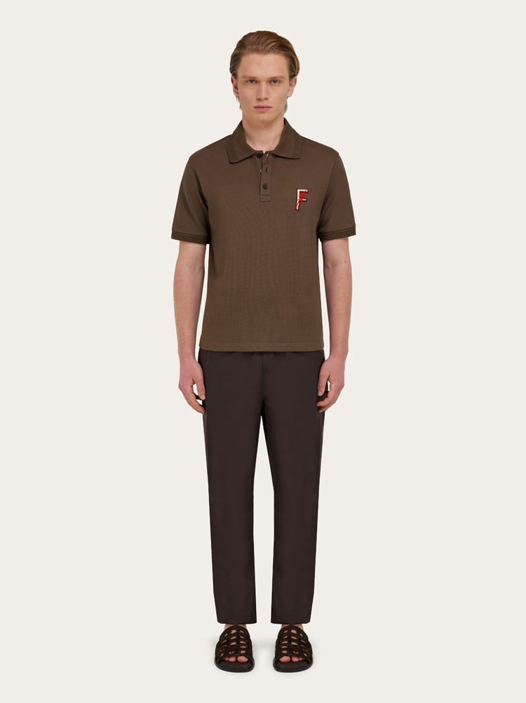 Cotton polo shirt with overlapping embroidery Gallery image 5