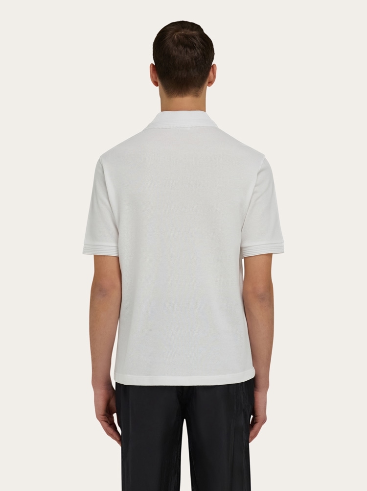 Cotton polo shirt with overlapping embroidery Gallery image 3