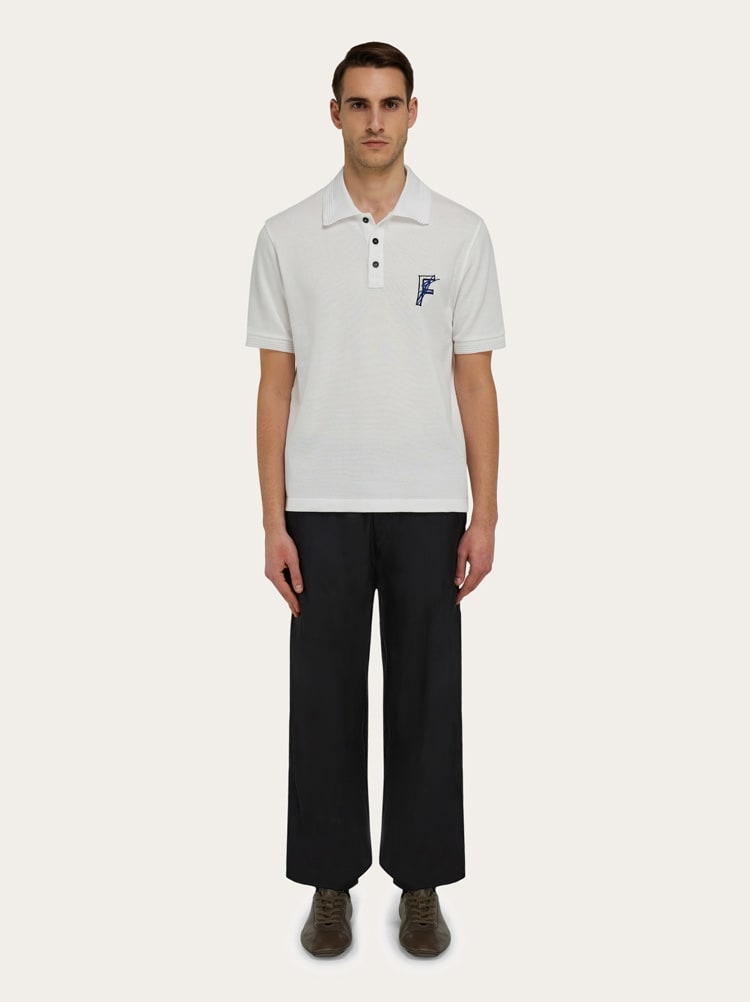 Cotton polo shirt with overlapping embroidery Gallery image 5