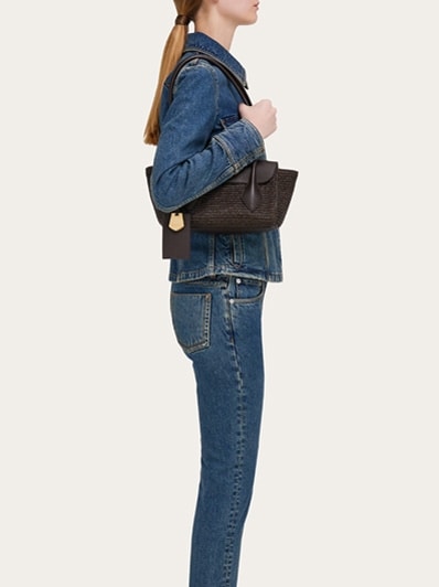 ■FERRAGAMO■ Small East West Iconic Tote Bag Black 21295875 East-West tote bag (S) - Women | Ferragamo