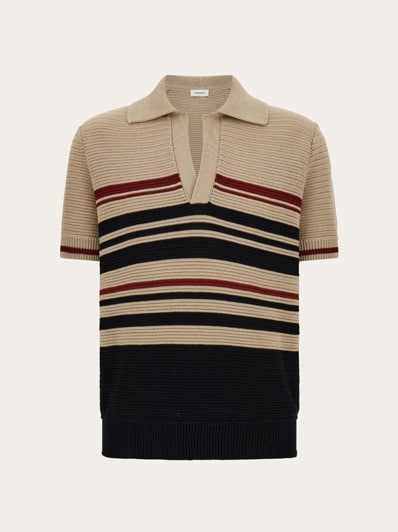【Sarvatore Ferragamo】メンズニットポロシャツ★Mサイズ Cotton knit polo shirt - Men | Ferragamo