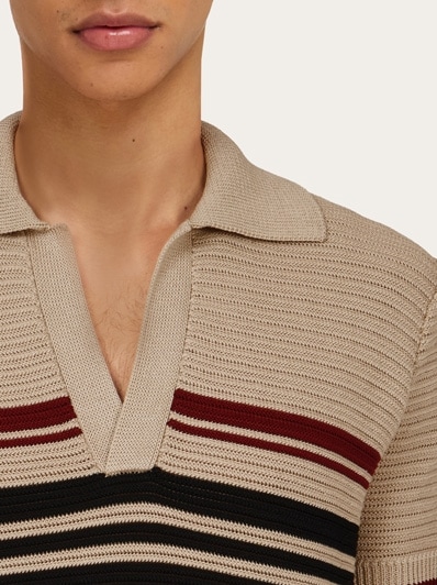 【Sarvatore Ferragamo】メンズニットポロシャツ★Mサイズ Cotton knit polo shirt - Men | Ferragamo
