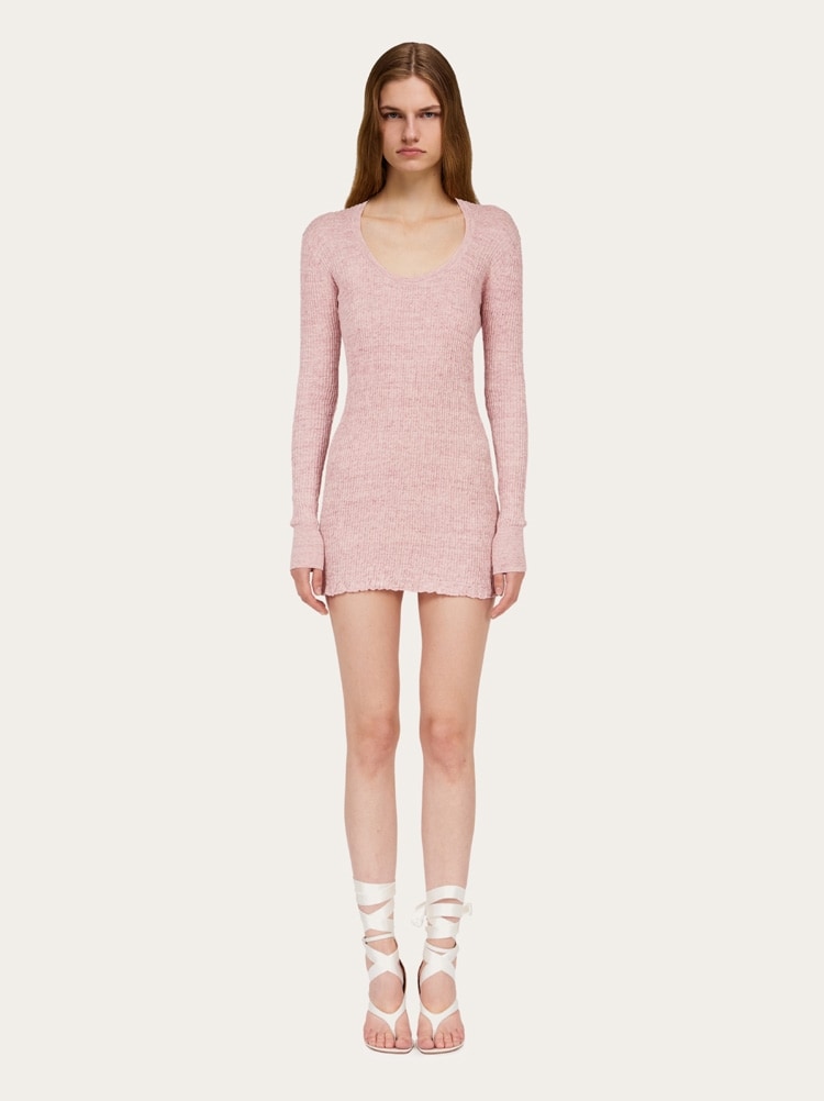 Long-sleeved linen mini dress Gallery image 2