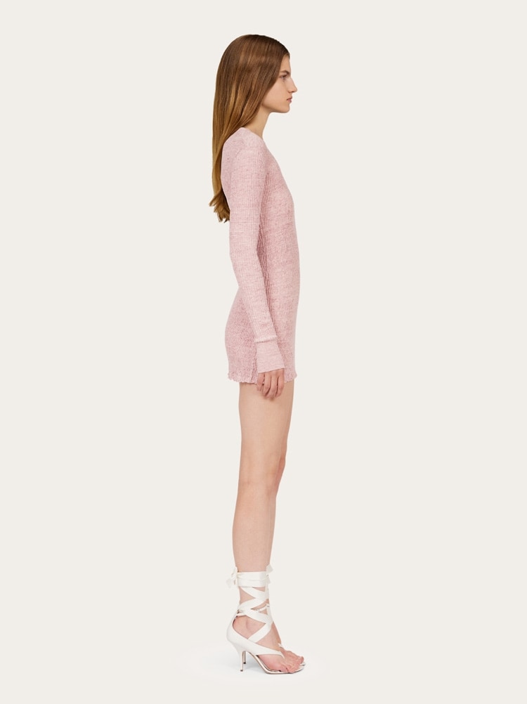 Long-sleeved linen mini dress Gallery image 3