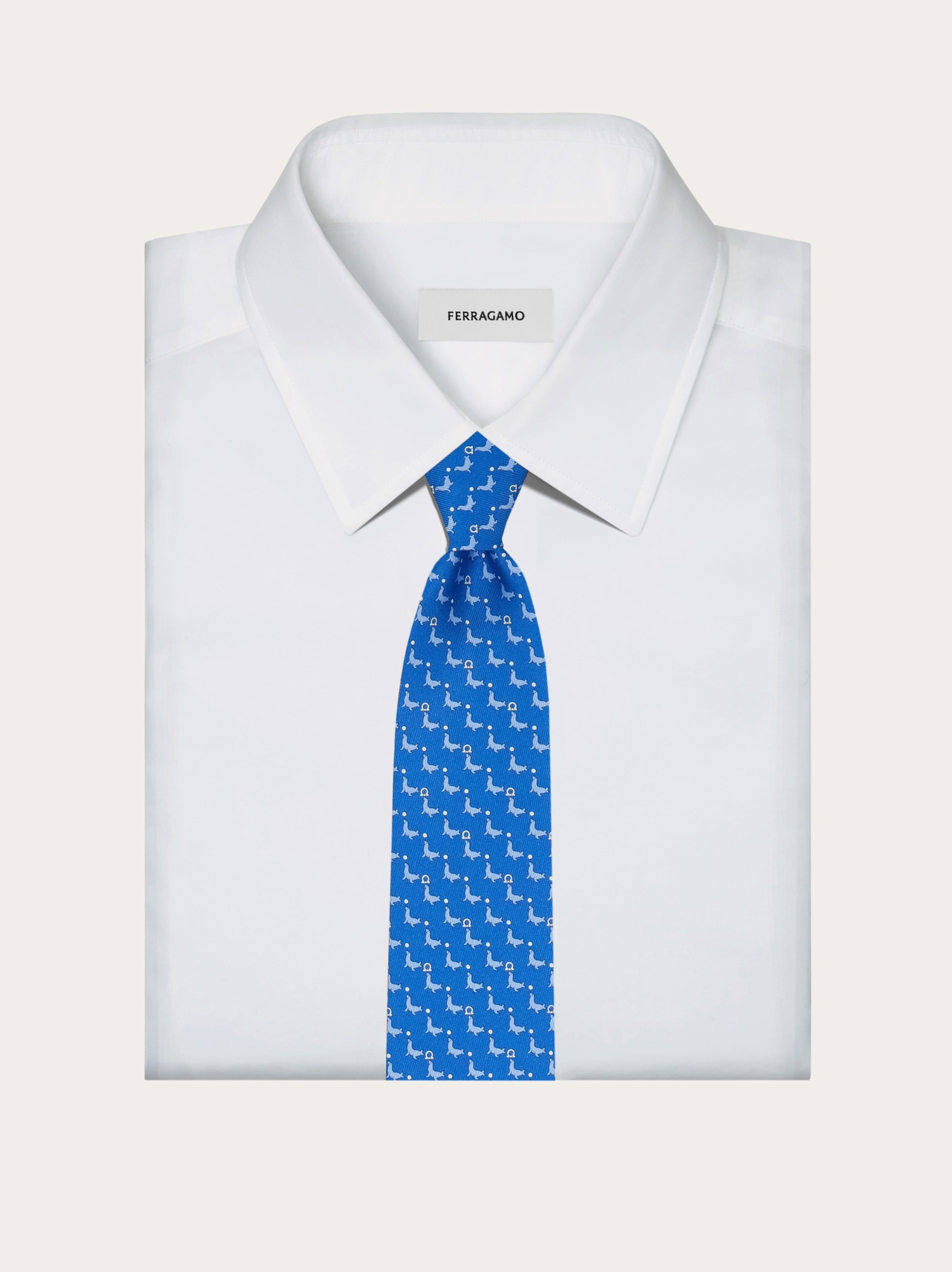 アクセサリーその他 FERRAGAMO Silk tie with Intreccio motif Square Gancini print silk tie - Men | Ferragamo