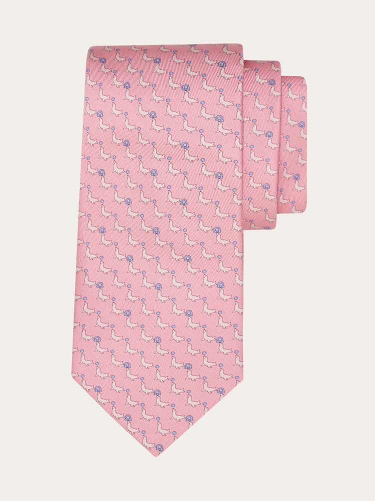 Seal print silk tie Gallery image 1