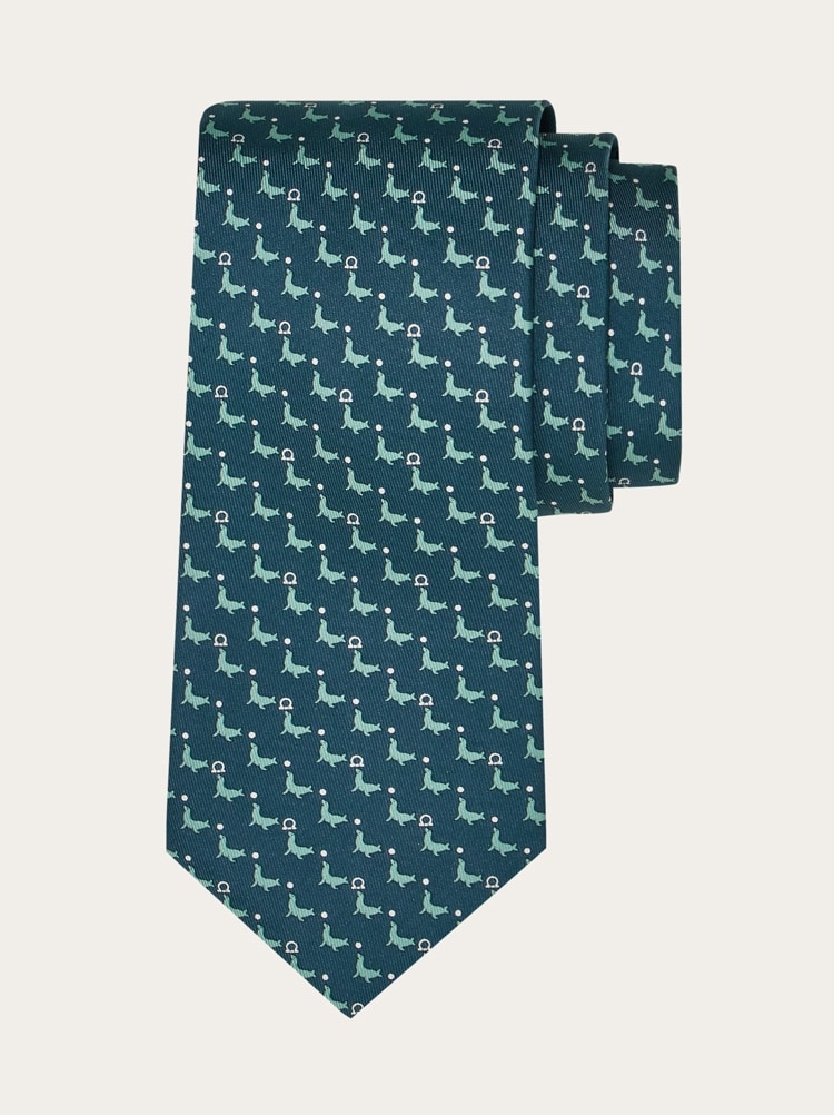 Seal print silk tie Gallery image 1