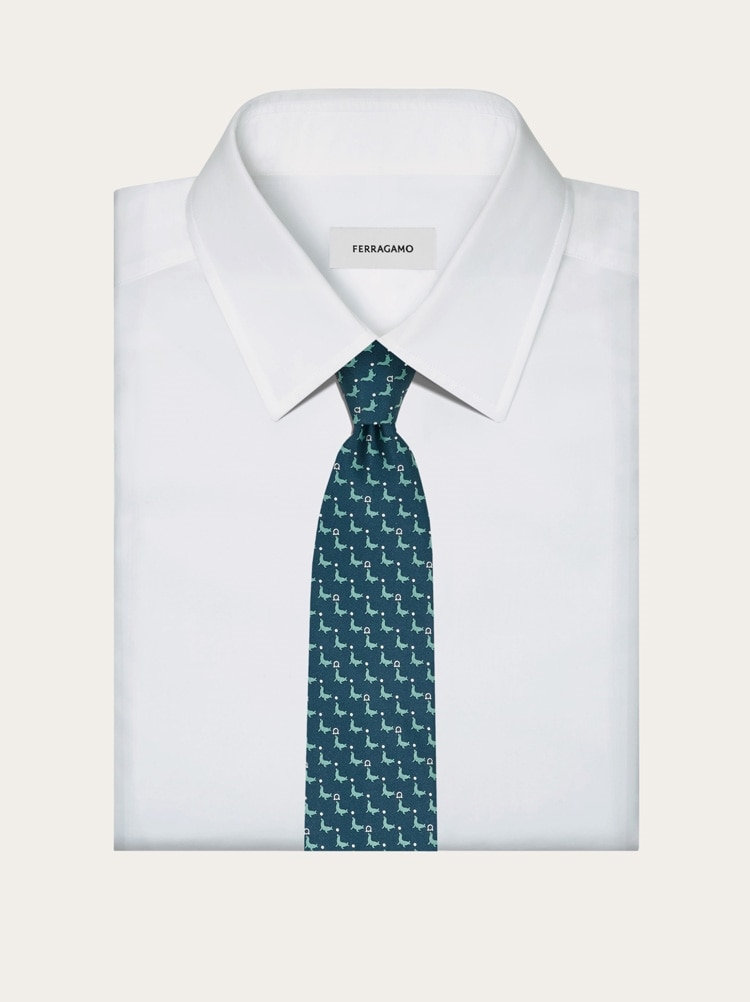 Seal print silk tie Gallery image 4