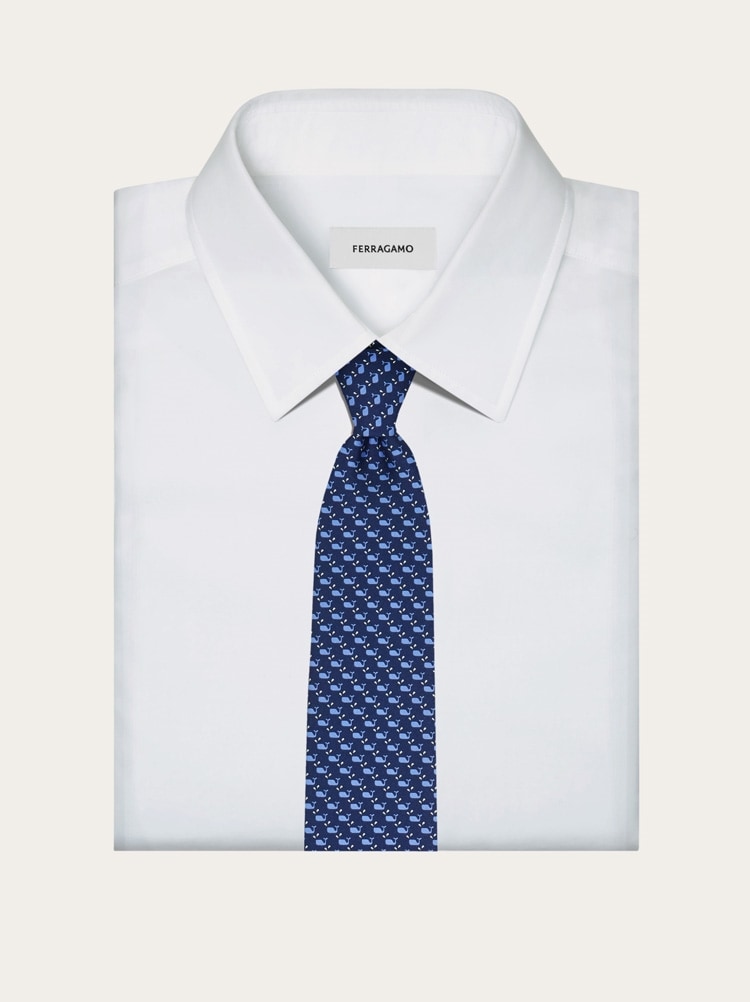 Whale print silk tie Gallery image 4