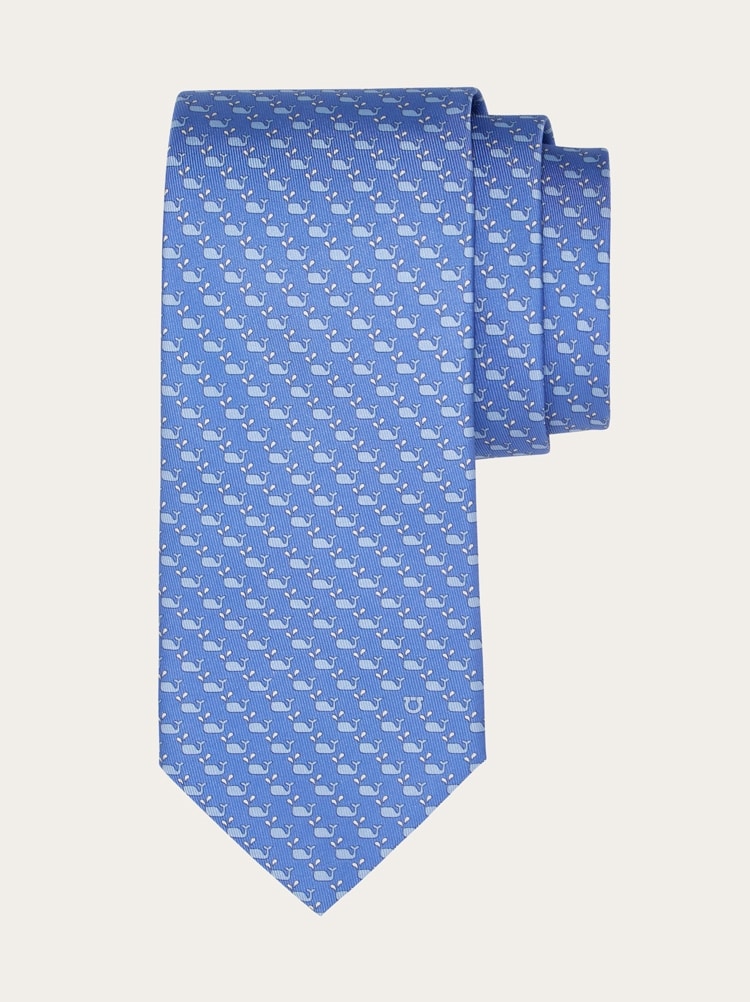 Whale print silk tie Gallery image 1