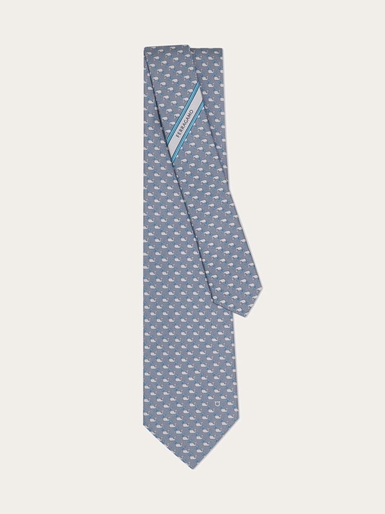 Corbata de seda estampado Ballena Gallery image 3