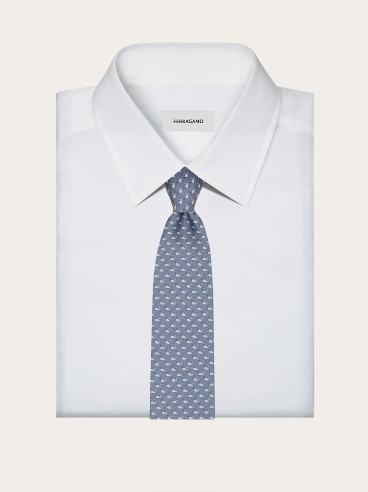 Corbata de seda estampado Ballena Gallery image 4
