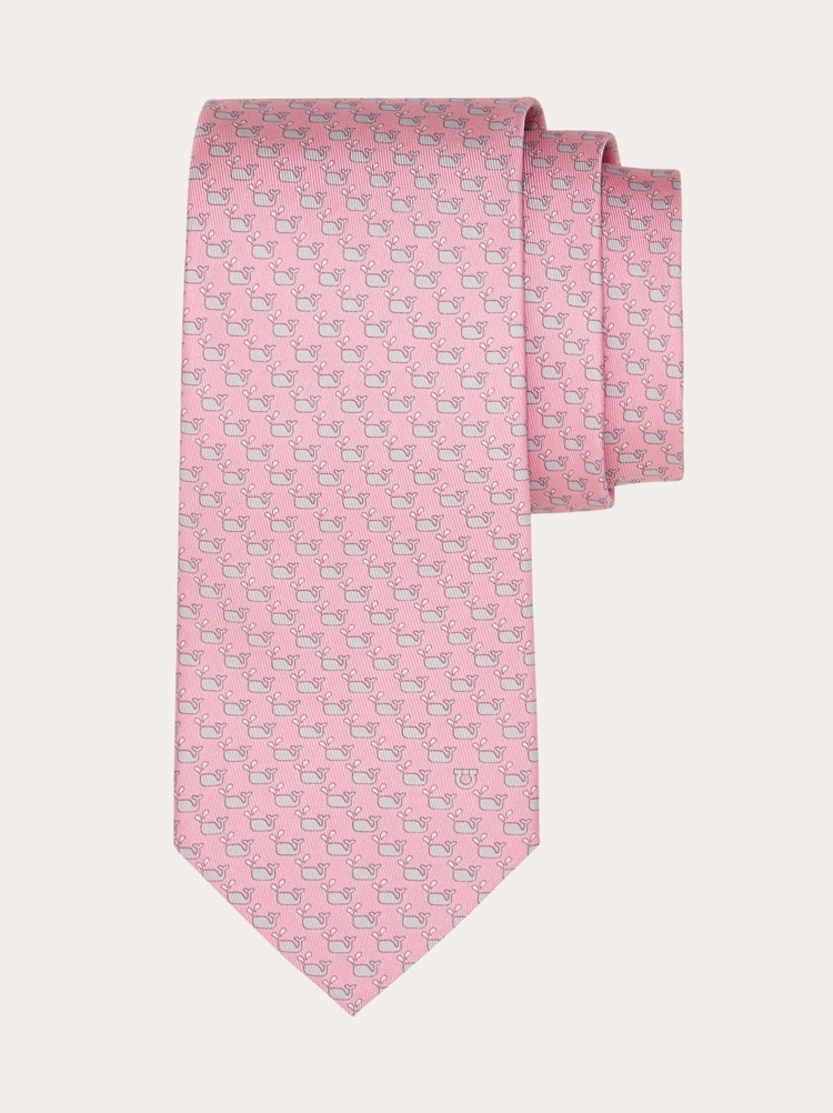 Whale print silk tie Gallery image 1