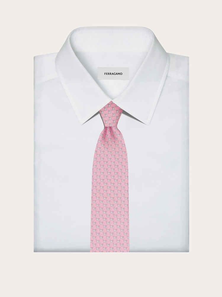 Whale print silk tie Gallery image 4