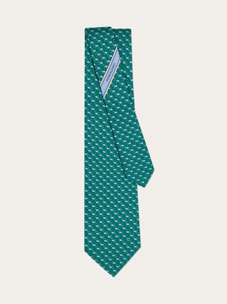 Whale print silk tie Gallery image 3