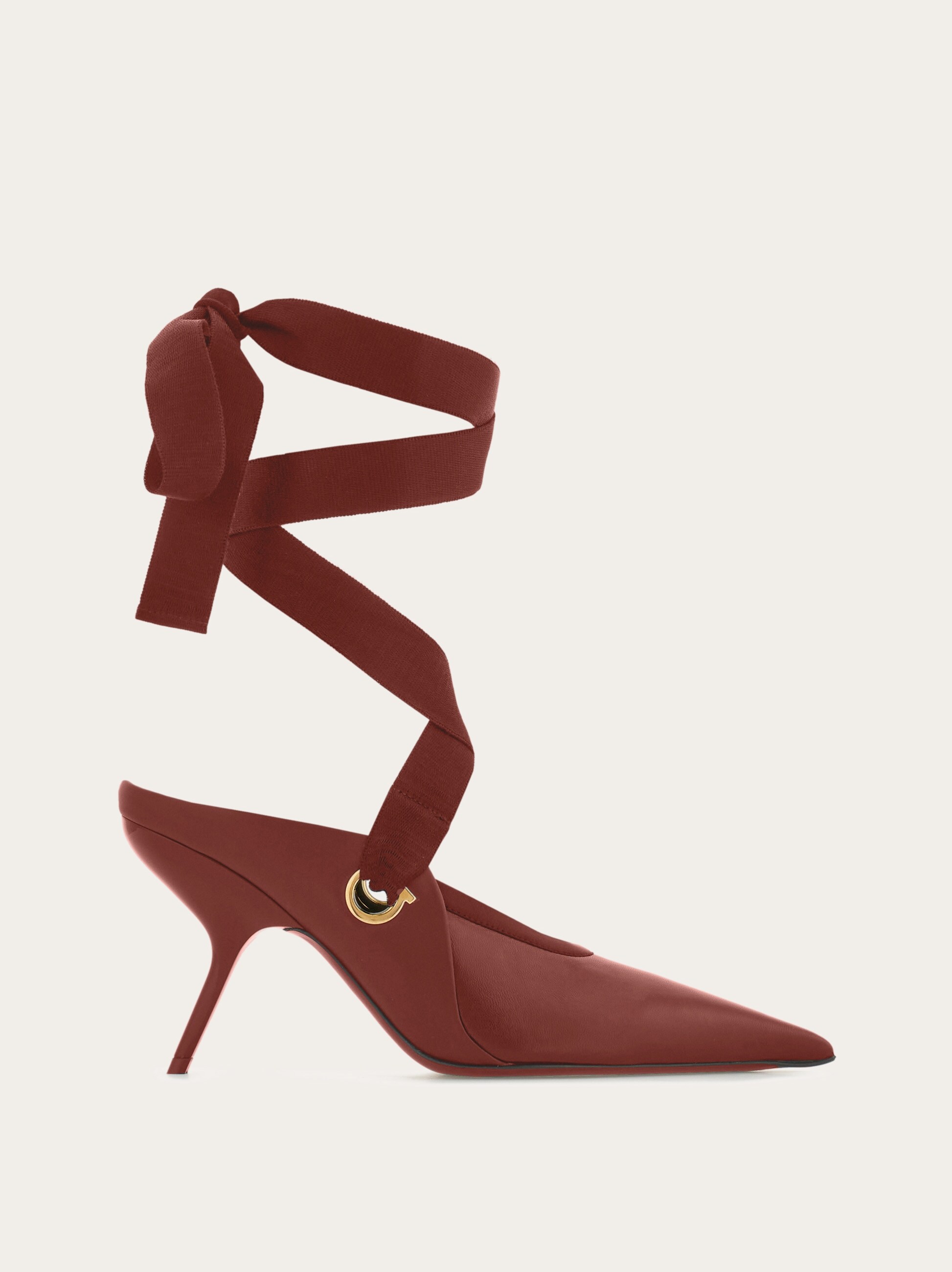 Pointed mule with ankle ribbon - Women | Ferragamo