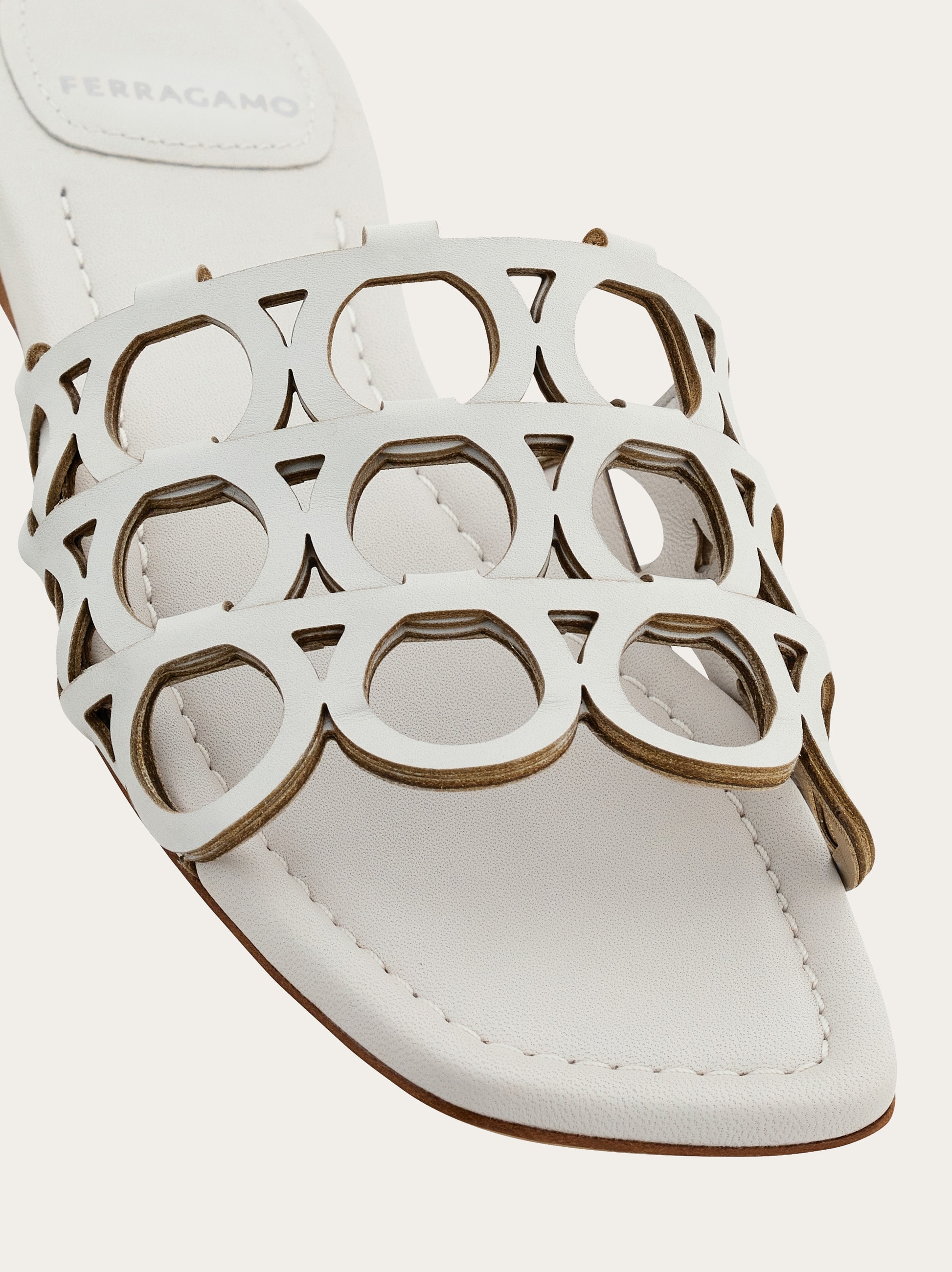 【FERRAGAMO】GANCINI SLIDE SANDALS Ferragamo Women's Leah Double Gancini Slide Sandals