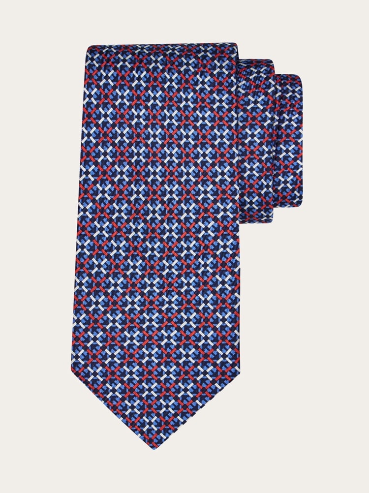 Gancini print silk tie Gallery image 1