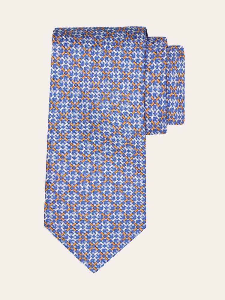Gancini print silk tie Gallery image 1