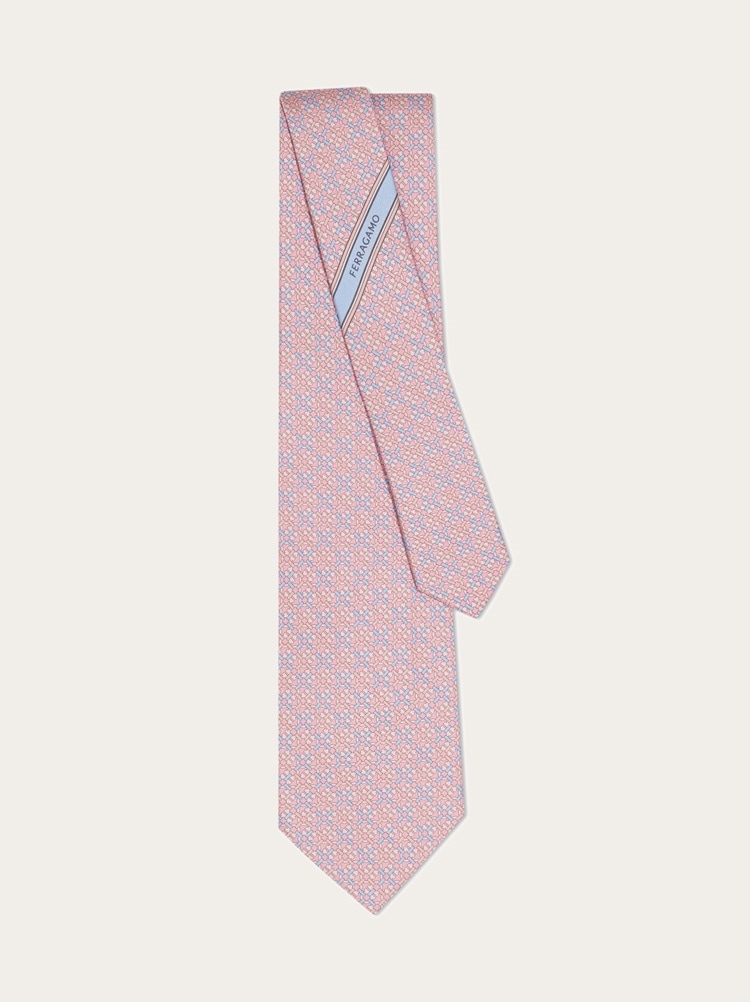 Gancini print silk tie Gallery image 3