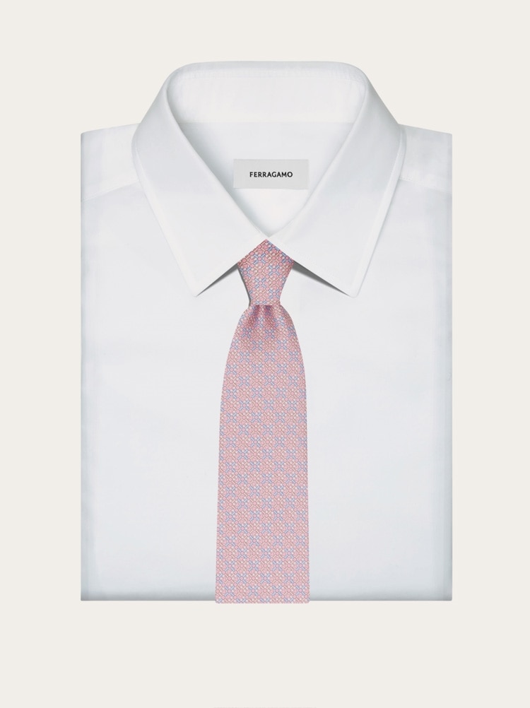 Gancini print silk tie Gallery image 4