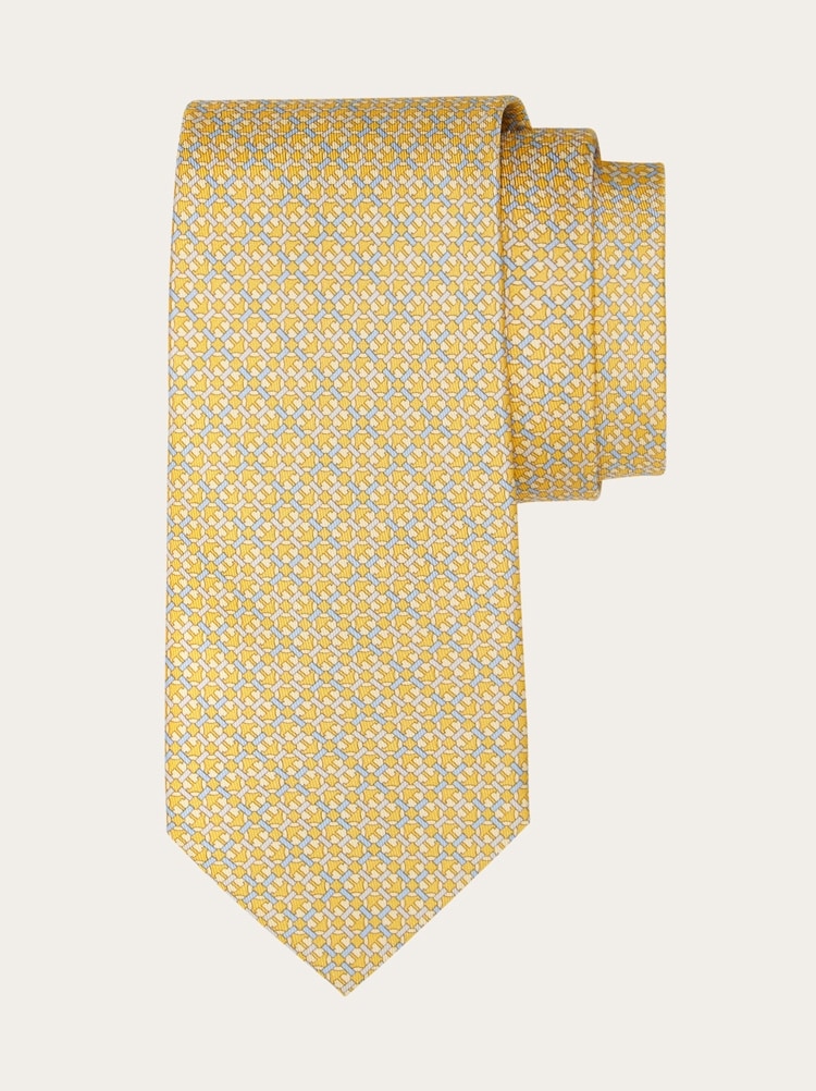 Gancini print silk tie Gallery image 1