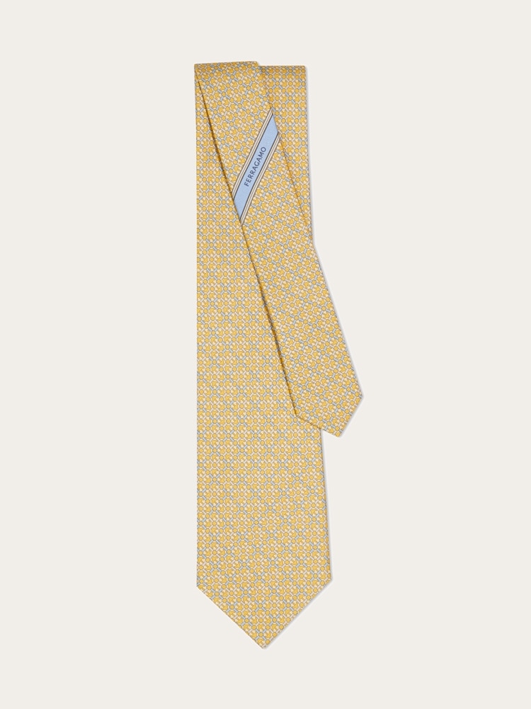 Gancini print silk tie Gallery image 3
