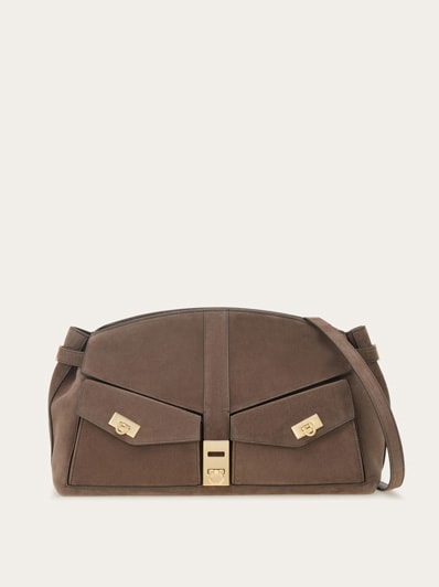 ハンドバッグ Ferragamo Hug multipocket L gray shoulder bag FERRAGAMO - Hug Soft L shoulder bag grey - The Corner