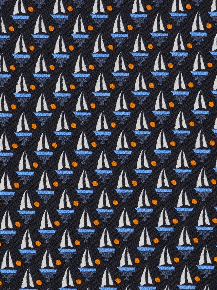 Sailing boat print silk tie Gallery image 2