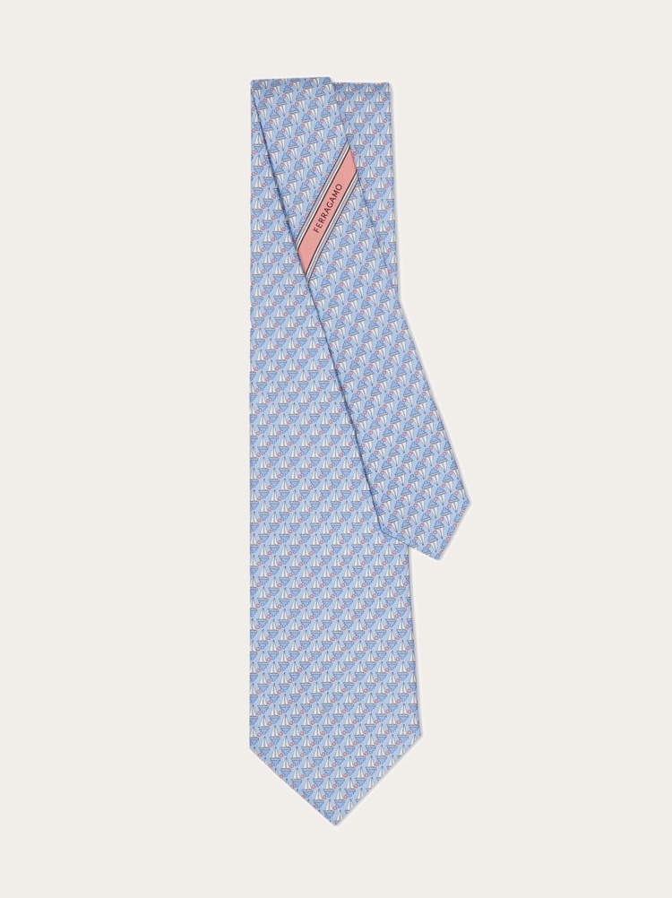 Sailing boat print silk tie Gallery image 3