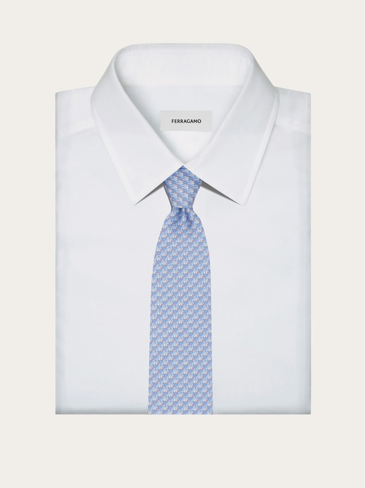 Sailing boat print silk tie Gallery image 4