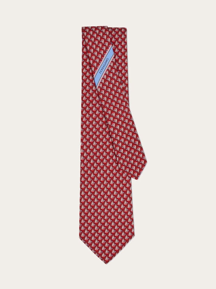 Sailing boat print silk tie Gallery image 3