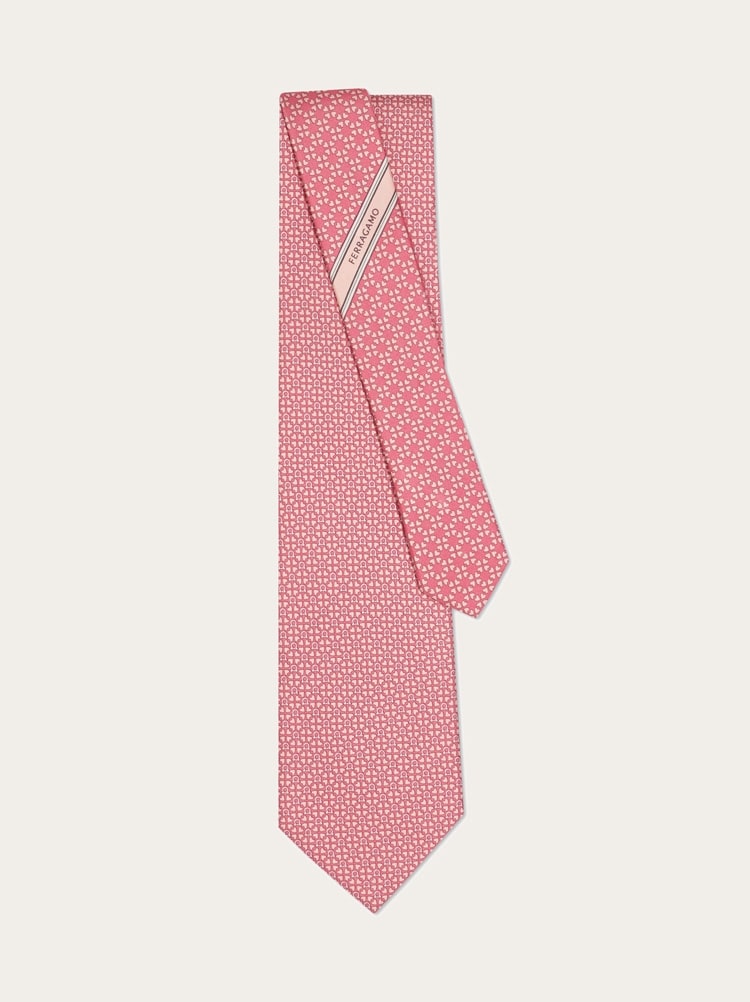 Gancini and hearts printed silk tie Gallery image 3