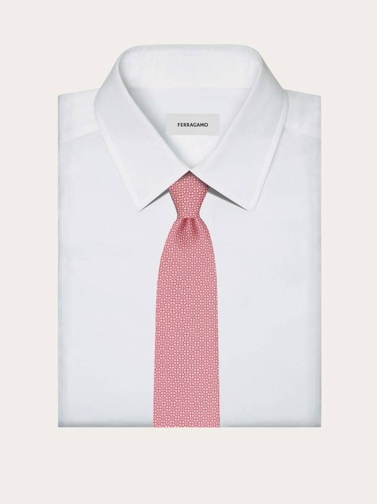 Gancini and hearts printed silk tie Gallery image 4