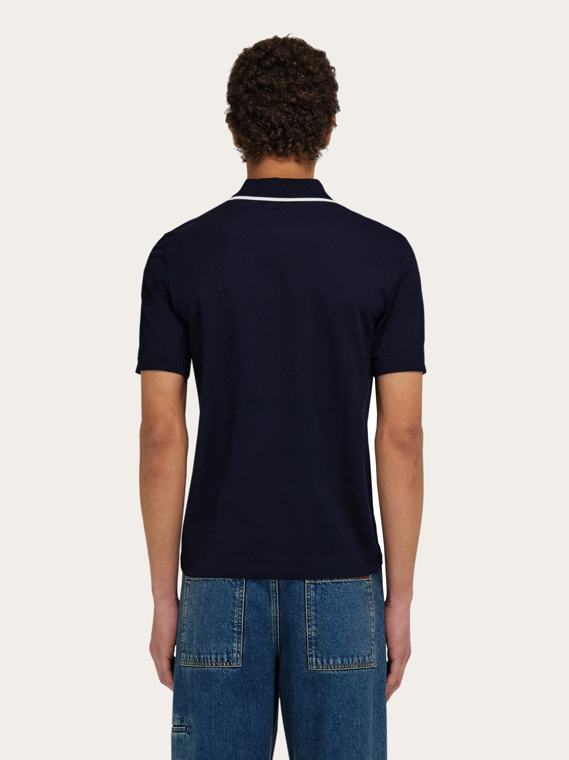 Tシャツ・カットソー FERRAGAMO FW25 Logo embroidery polo shirt (784281 NEWNAVY) Cotton polo shirt with zip closure - Men | Ferragamo