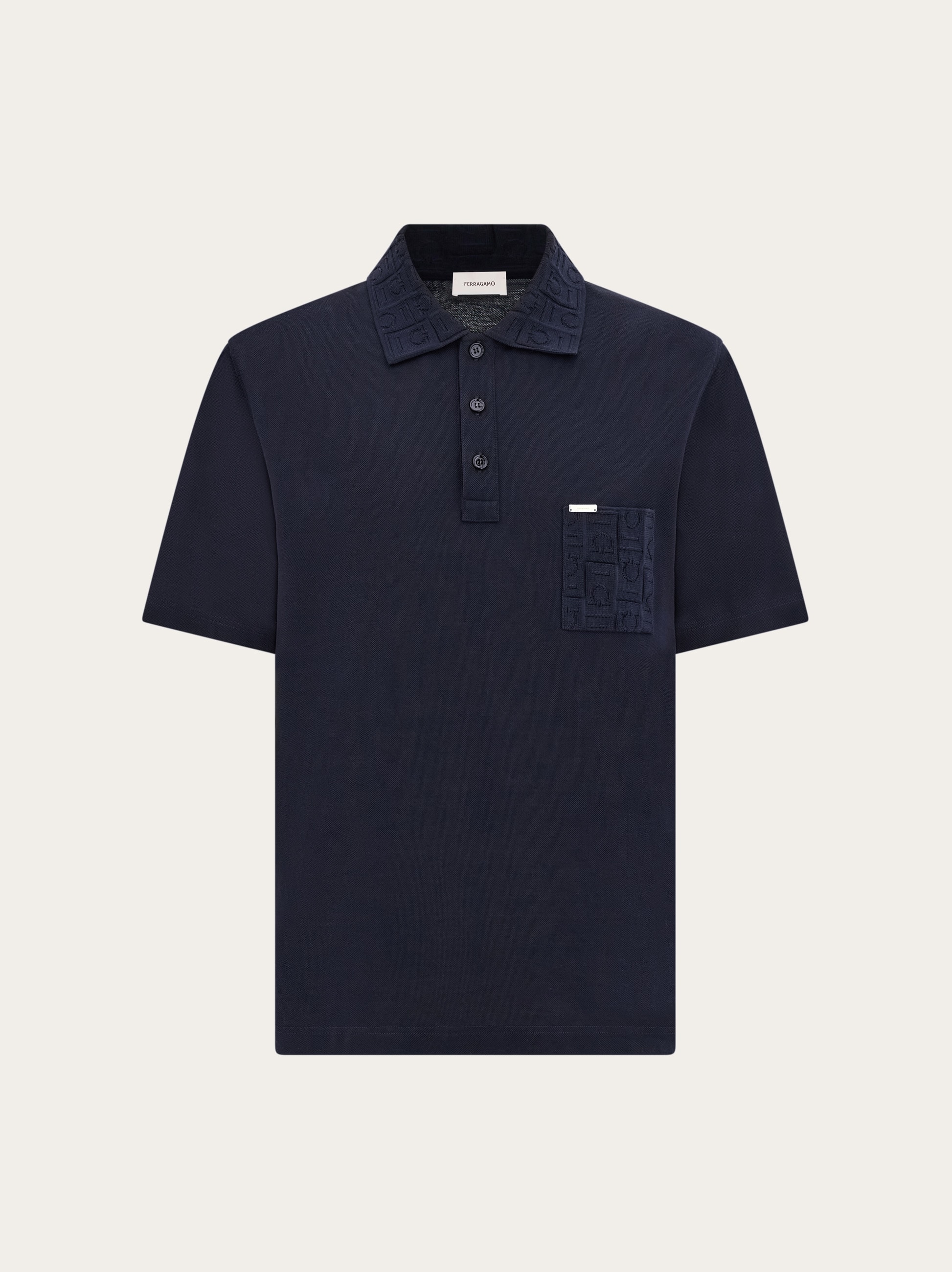 Tシャツ・カットソー FERRAGAMO FW25 Logo embroidery polo shirt (784281 NEWNAVY) Cotton polo shirt with zip closure - Men | Ferragamo