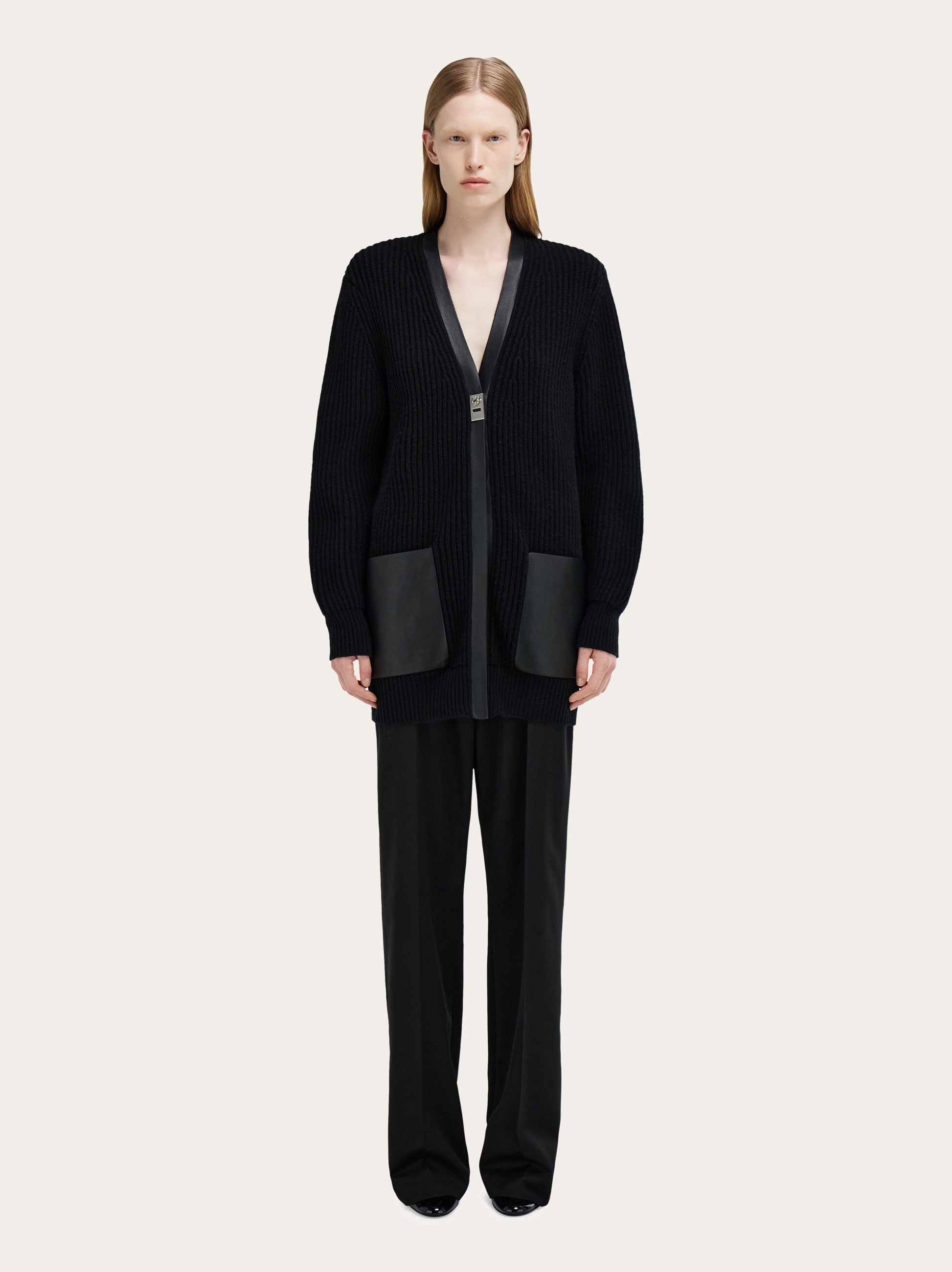 I445 S サルヴァトーレフェラガモ 厚手 ロング丈 カーディガン