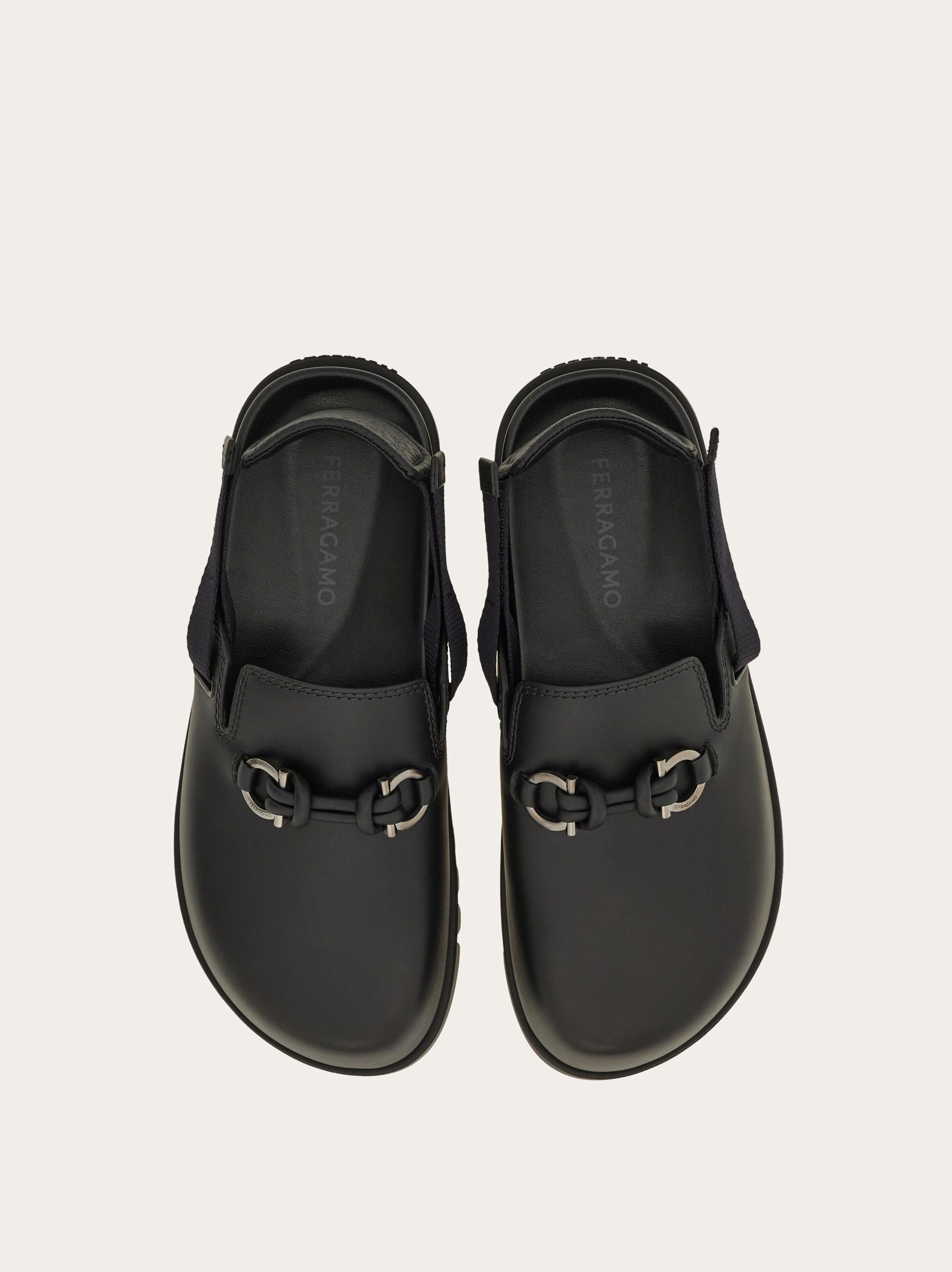 Salvatore Ferragamo Black Leather Fisherman Sandals with Buckle Chunky sandal with Hug buckle - Men | Ferragamo main image 4