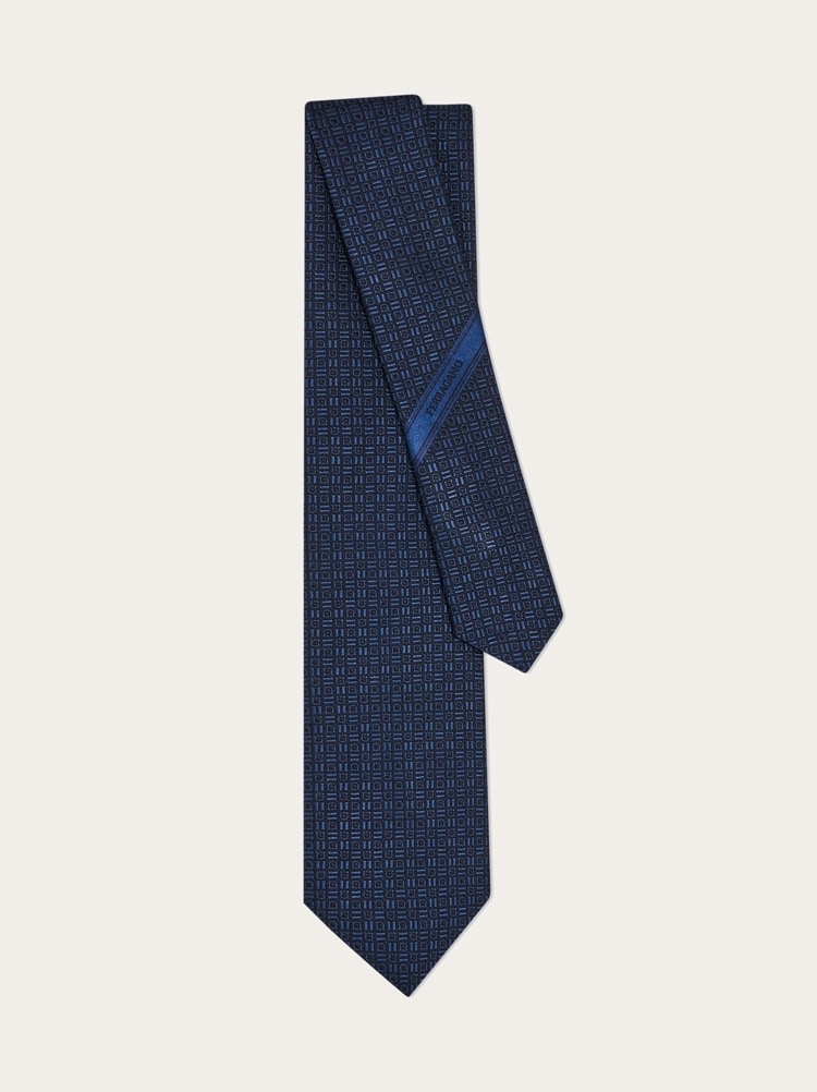 Gancini motif jacquard tie Gallery image 3